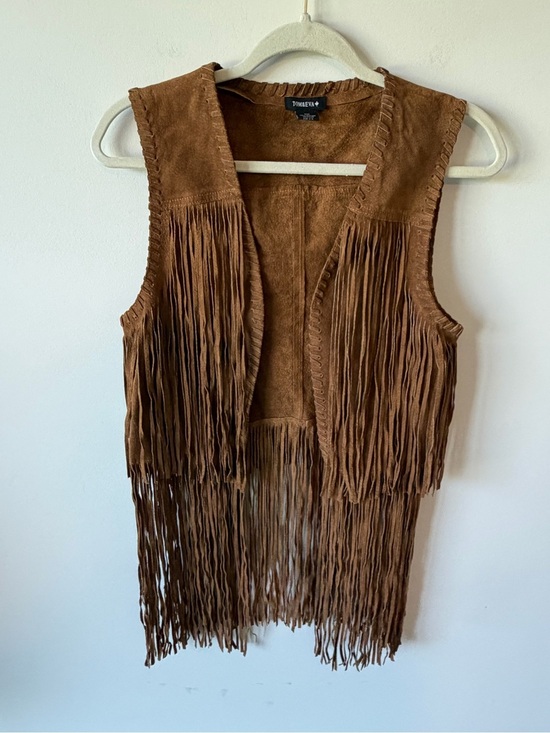 Tom & Eva Jackets & Blazers - Tom & Eva Brown 100% Genuine Suede Leather Fringe Vest